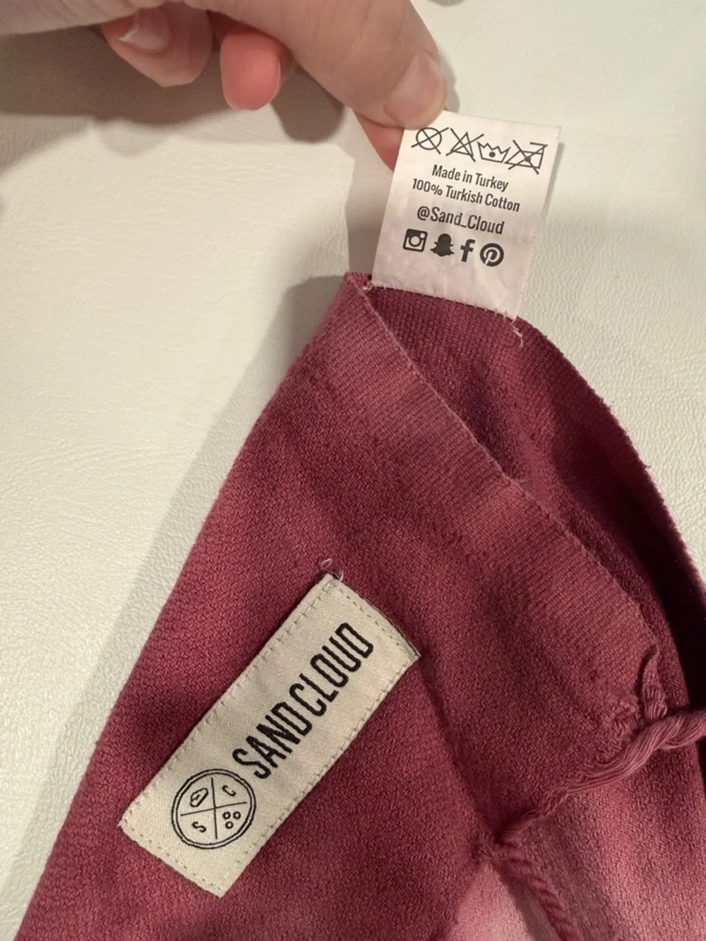 Sandcloud Tie-Dye Maroon & White Fringe Turkish Towel / Blanket